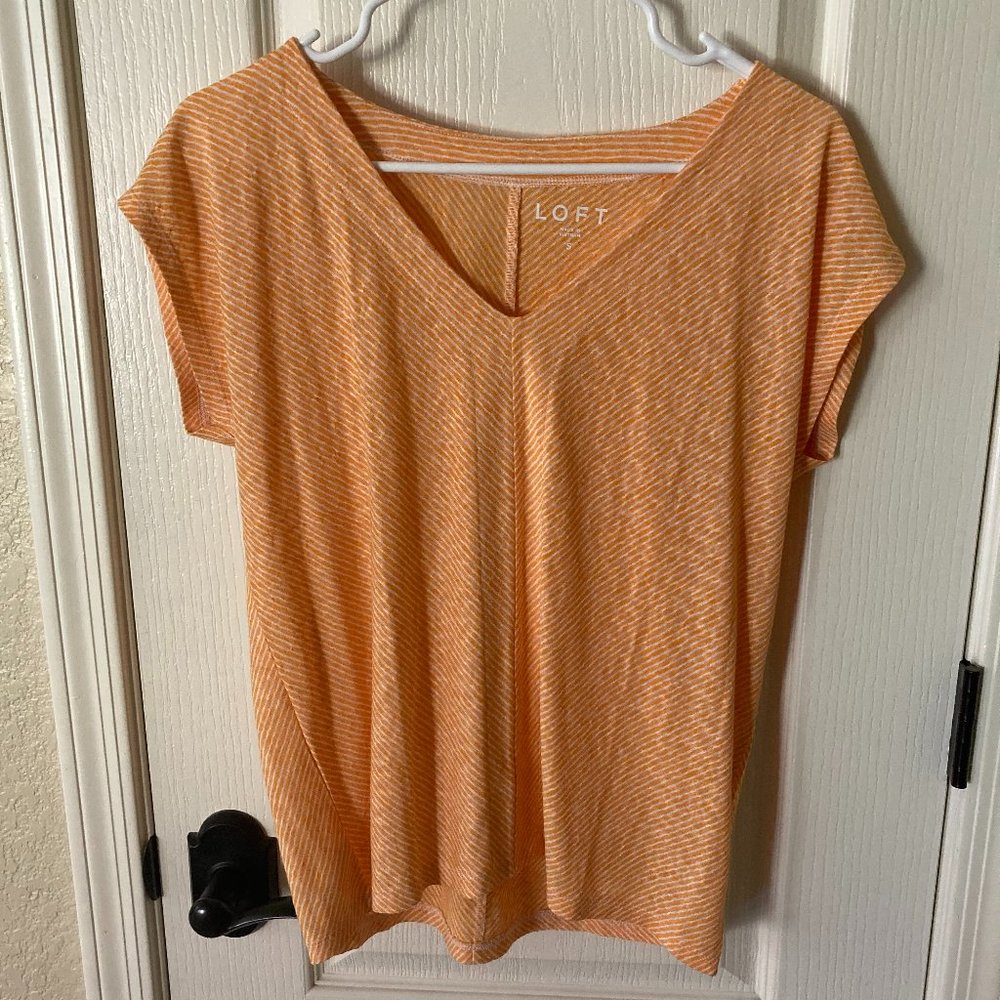 Loft Shirt | Orange and White Stripes | Size Small